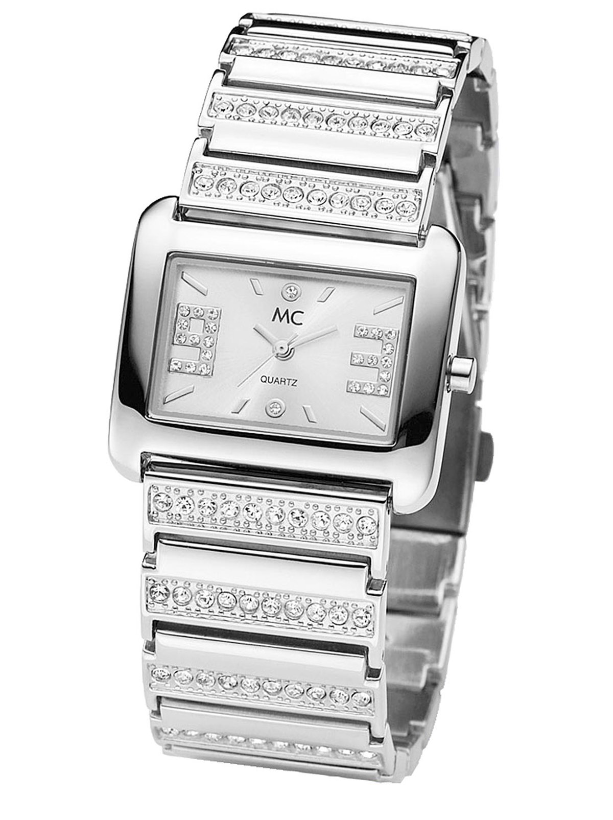 Die stylische Uhr verleiht dem Look Glamour