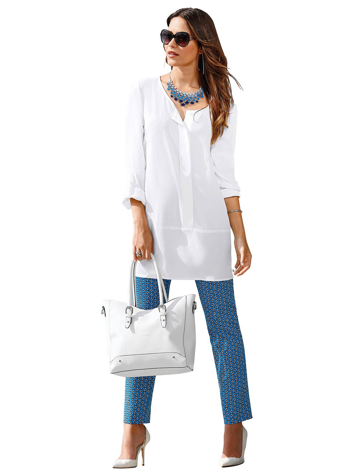 Weiße Longbluse