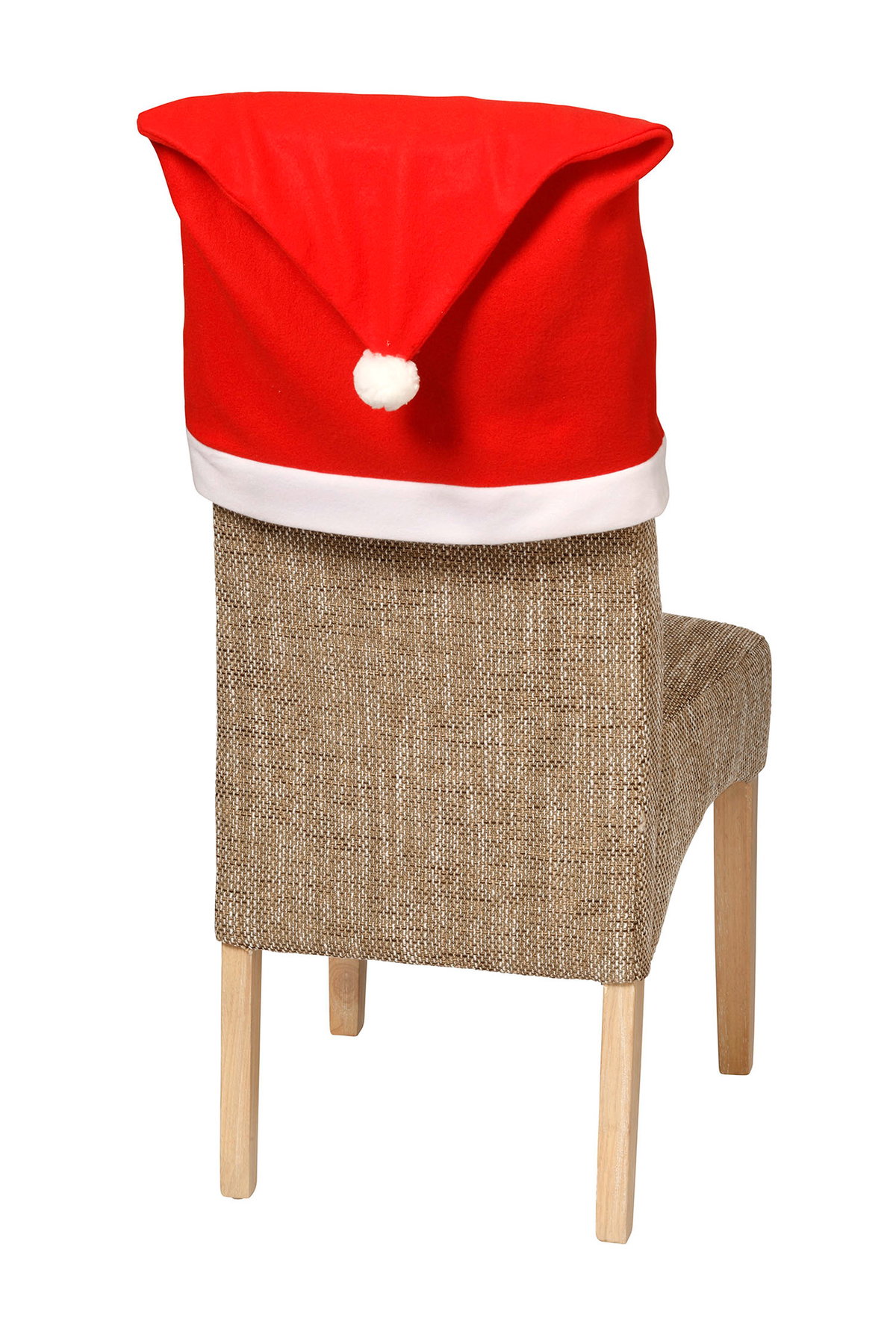 MÜTZE AUF! Stuhlhusse mit Bommel, 48 x 60 cm, Polyester, 4er-Pack ca. 6 Euro, Polsterstuhl „Oskar“ mit Eichenfüßen, ca. 110 Euro