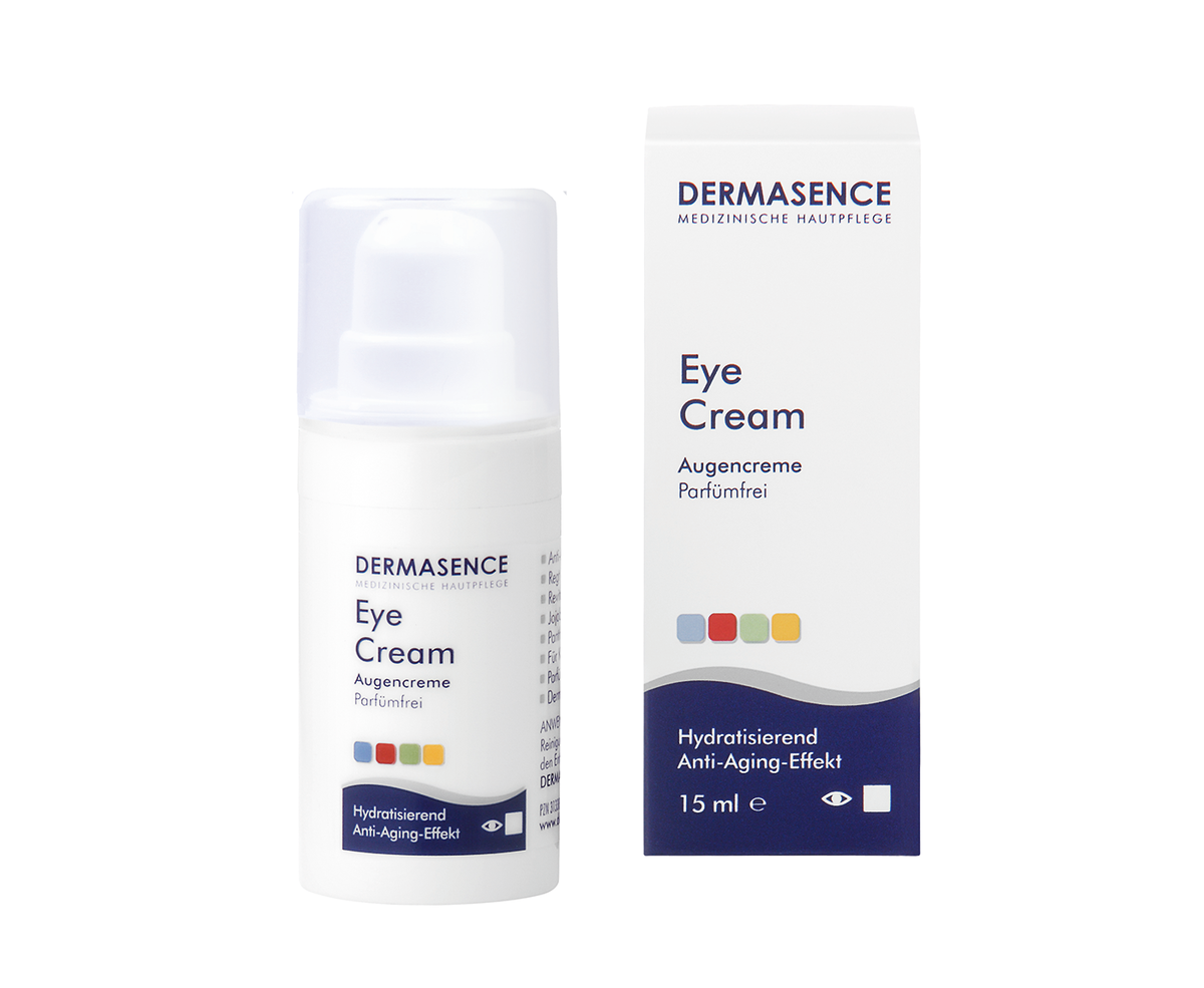 Schutz für die Augenpartie: Pflanzenextrakte stärken die Hautbarriere. „Eye Cream“, Dermasence, 18,70 Euro (exklusiv in der Apotheke)