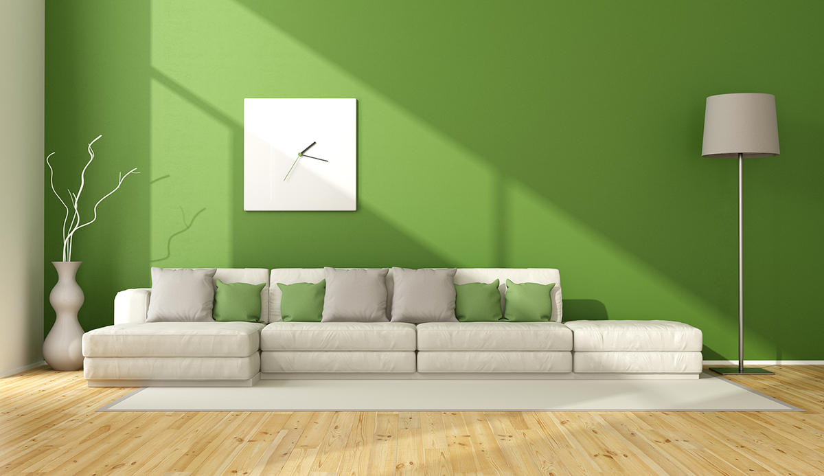 Sorgt für den Extra-Frischekick in ihrem Zuhause: Eine oder mehrere Wände in der Pantone Trend-Farbe 2017 „Greenery“.