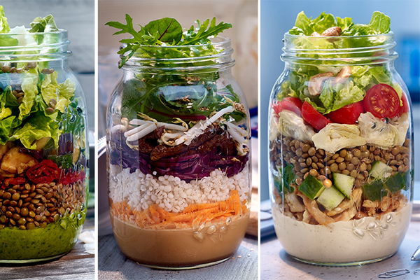3 x Salad in a jar - the new food trend