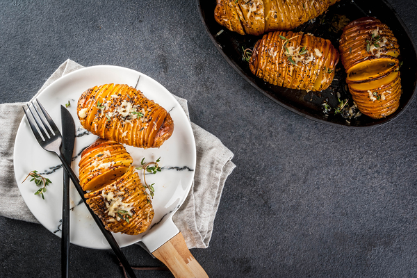 Hasselback Potatoes: fan potatoes with cheese