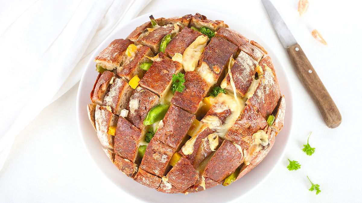 Recipe tip: Torn bread topped with herb butter and cheese