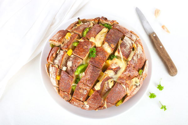 Recipe tip: Torn bread topped with herb butter and cheese